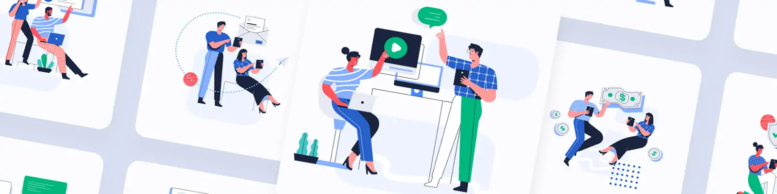 手绘商务卡通人物工作电商创业插图海报ai矢量设计素材模版illustrations