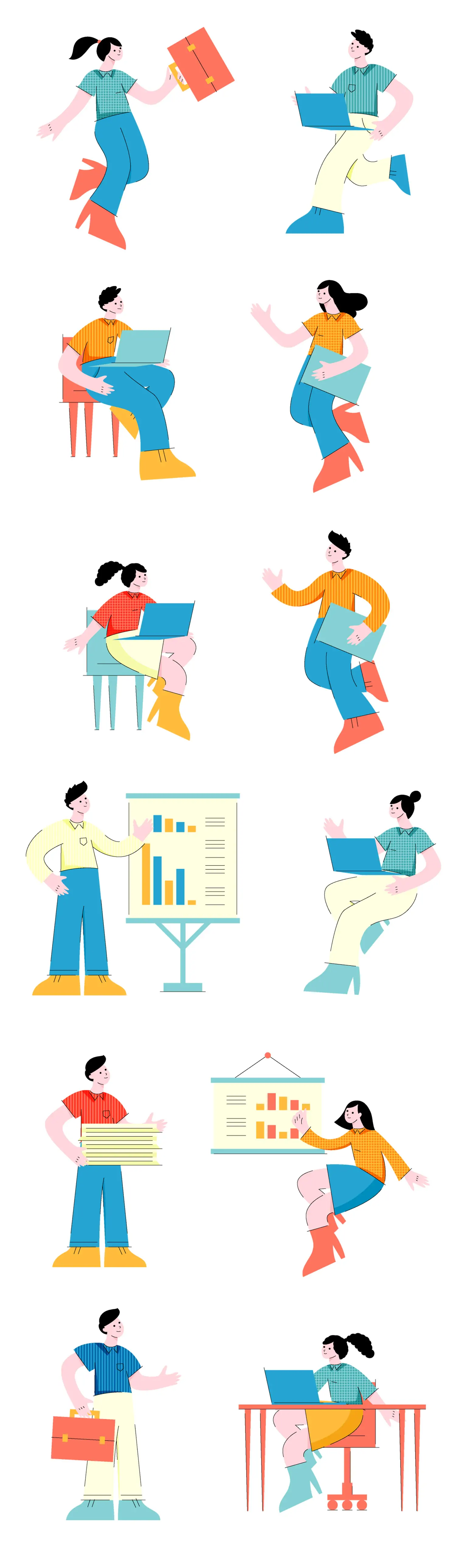 手绘商务卡通人物工作插图海报ai矢量设计素材模版illustrations