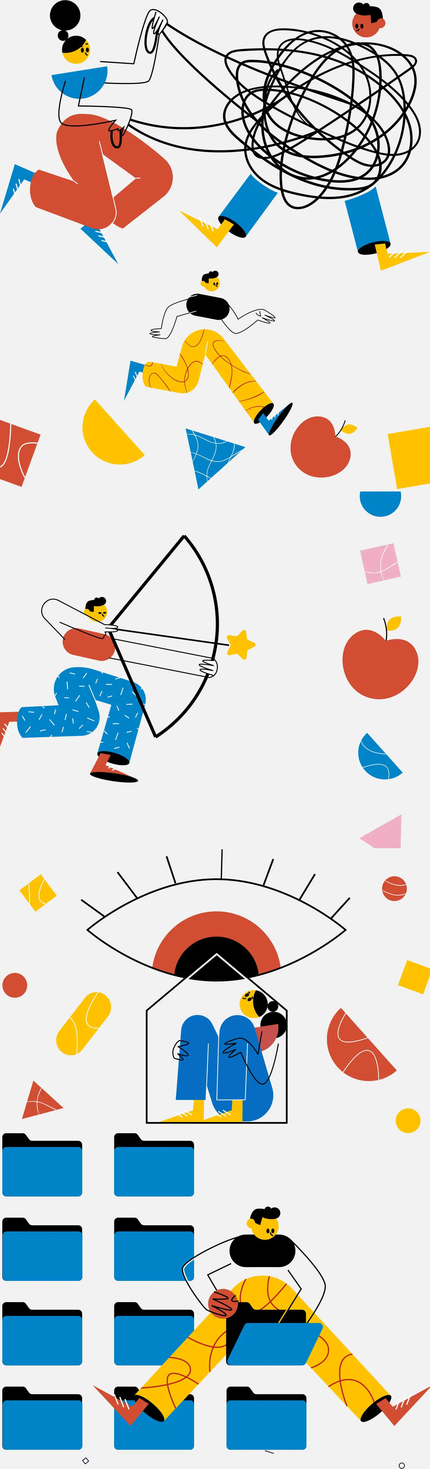手绘彩色卡通人物抽象几何图形插图海报ai矢量设计素材模版illustrations