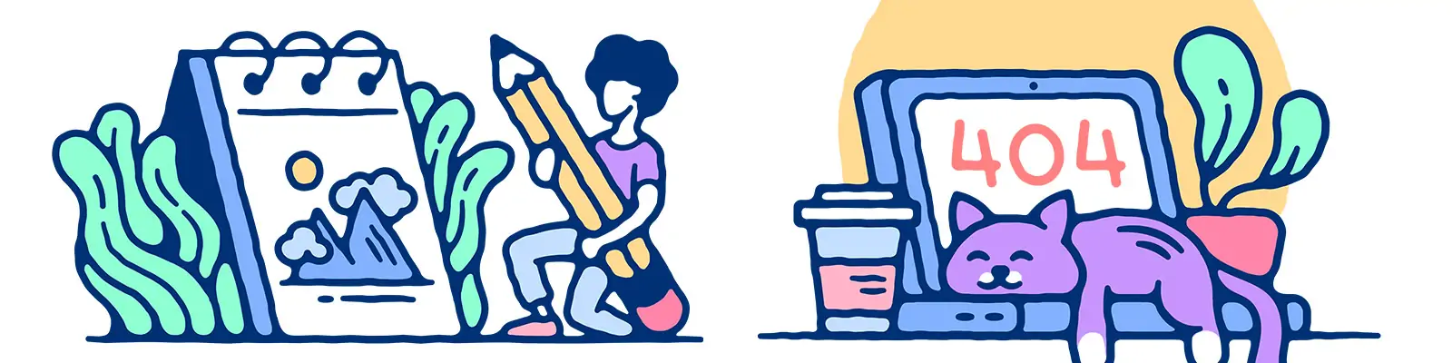 手绘趣味可爱卡通人物工作生活插图海报ai矢量设计素材模版illustrations