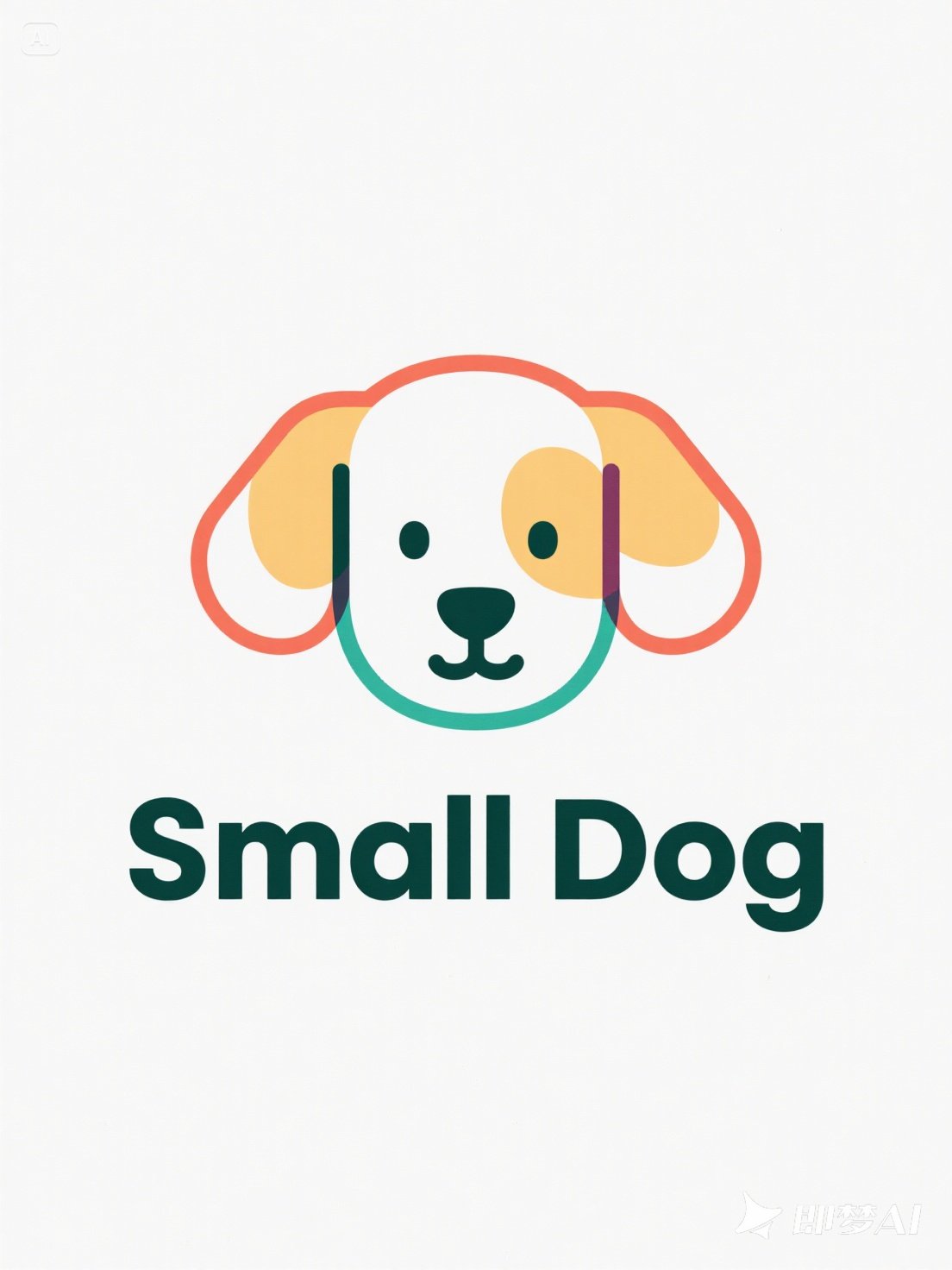 Midjourney - 极简主义可爱彩色小狗图案Logo标志设计插图海报-即梦ai关键词描述咒语 即梦Ai-Ai宇宙吧-