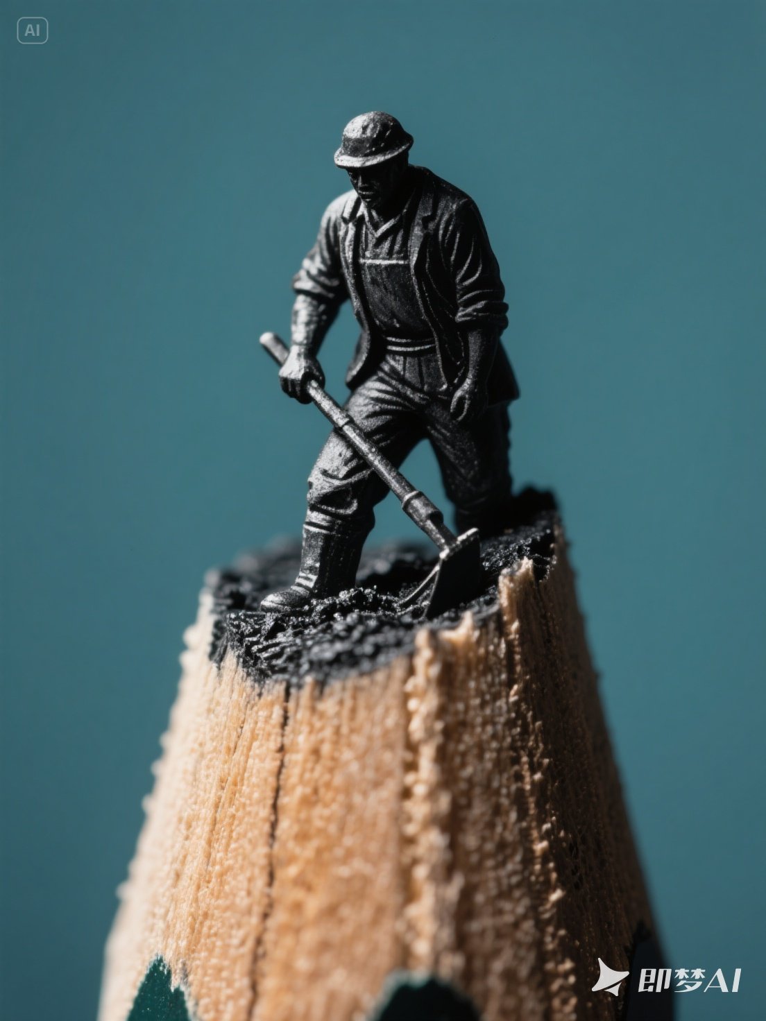 Midjourney - 创意铅笔炭芯煤矿挖煤人微距景观雕刻模型海报-即梦ai关键词描述咒语 即梦Ai-Ai宇宙吧-