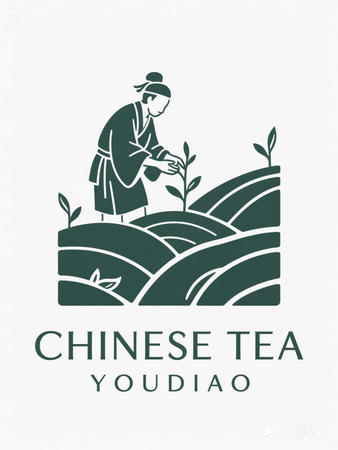 Midjourney - 手绘极简主义茶农茶山采茶茶叶品牌logo标志设计素材-即梦ai关键词描述咒语 即梦Ai-Ai宇宙吧-