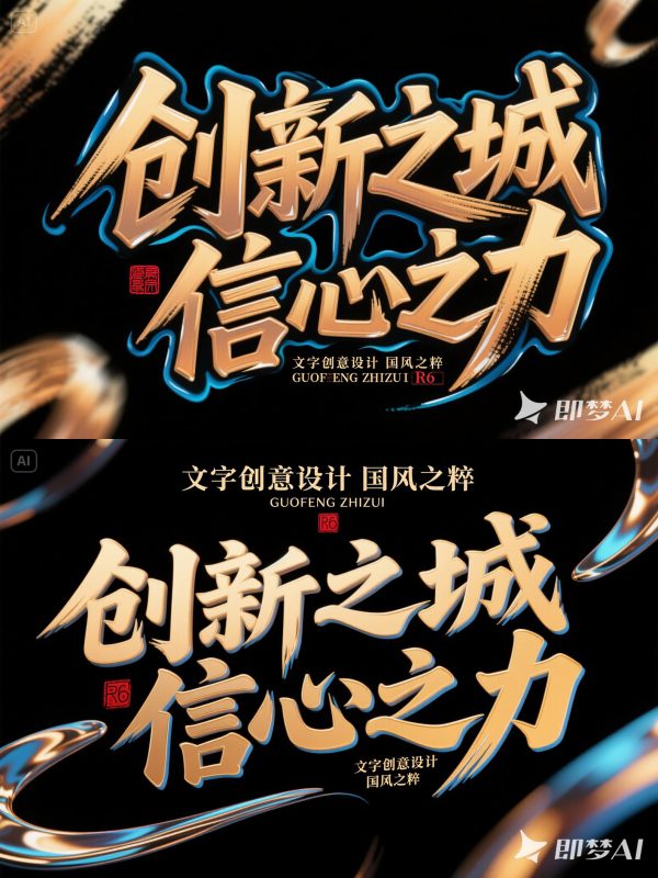 创意立体公司年会活动艺术字海报字体设计素材-即梦ai关键词描述咒语-Ai宇宙吧-