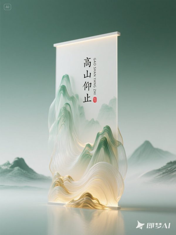 中国风超现实主义自然山水风景立体画轴艺术摄影海报-即梦ai关键词描述咒语-Ai宇宙吧-