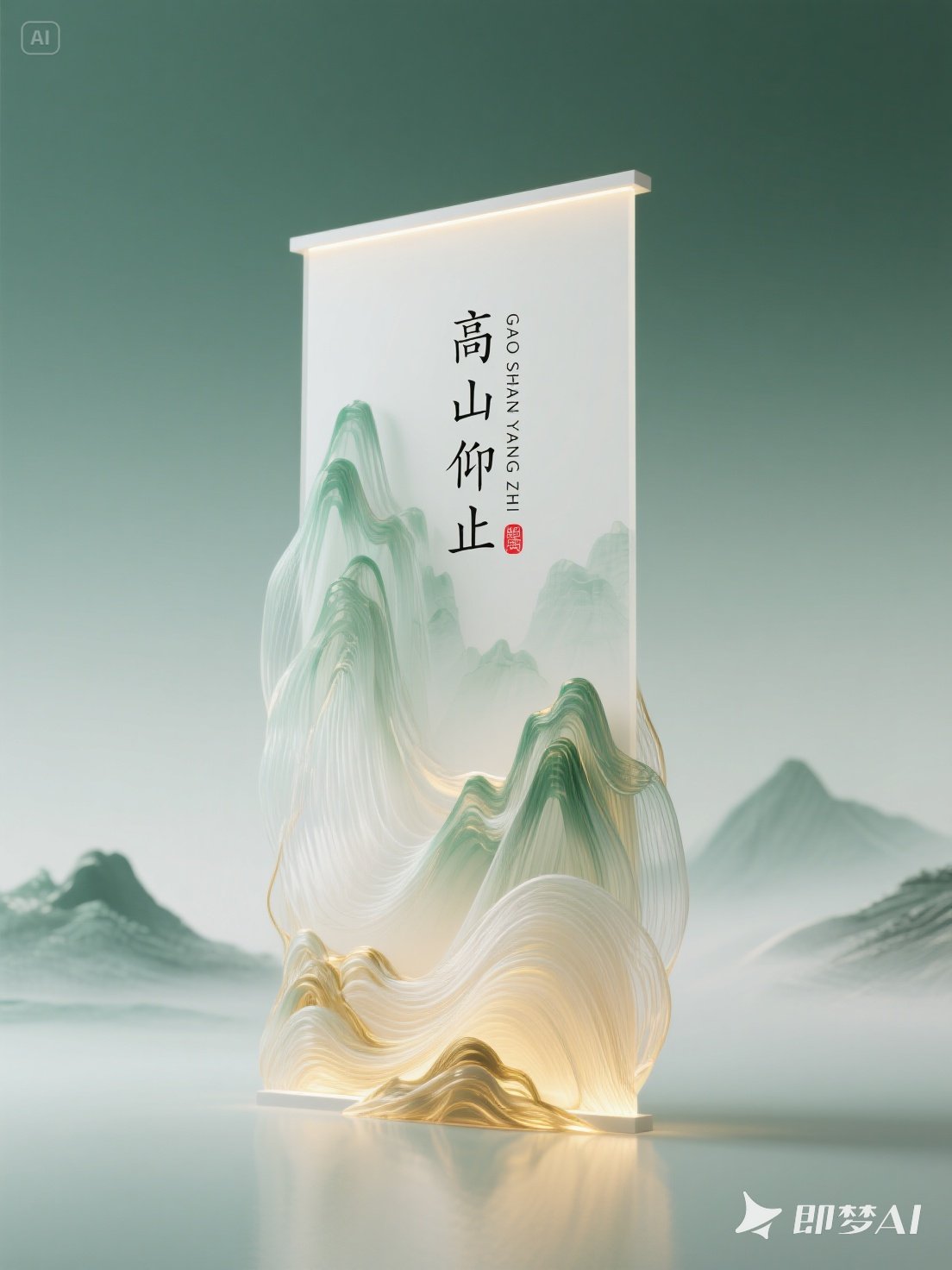 Midjourney - 中国风超现实主义自然山水风景立体画轴艺术摄影海报-即梦ai关键词描述咒语 即梦Ai-Ai宇宙吧-