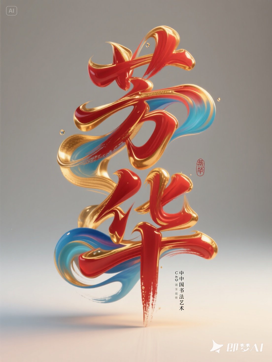 Midjourney - 手写立体古风书法电影短视频艺术字作品海报字体设计素材-即梦ai关键词描述咒语 即梦Ai-Ai宇宙吧-