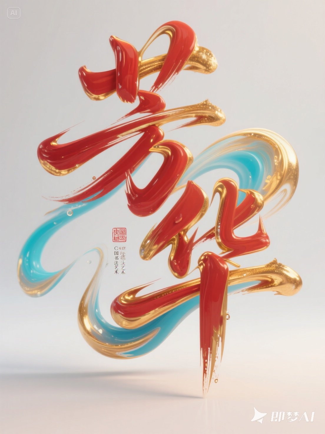 Midjourney - 手写立体古风书法电影短视频艺术字作品海报字体设计素材-即梦ai关键词描述咒语 即梦Ai-Ai宇宙吧-