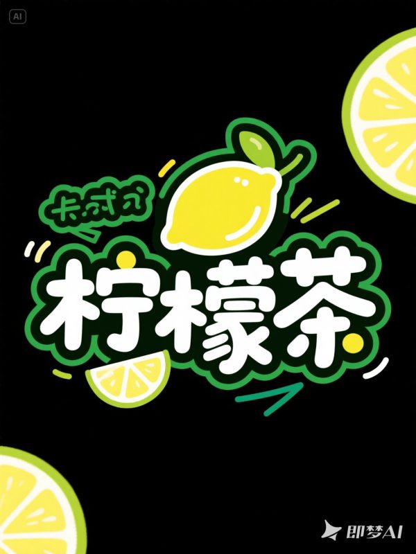 创意可爱卡通中式涂鸦奶茶柠檬茶海报字体设计素材-即梦ai关键词描述咒语-Ai宇宙吧-