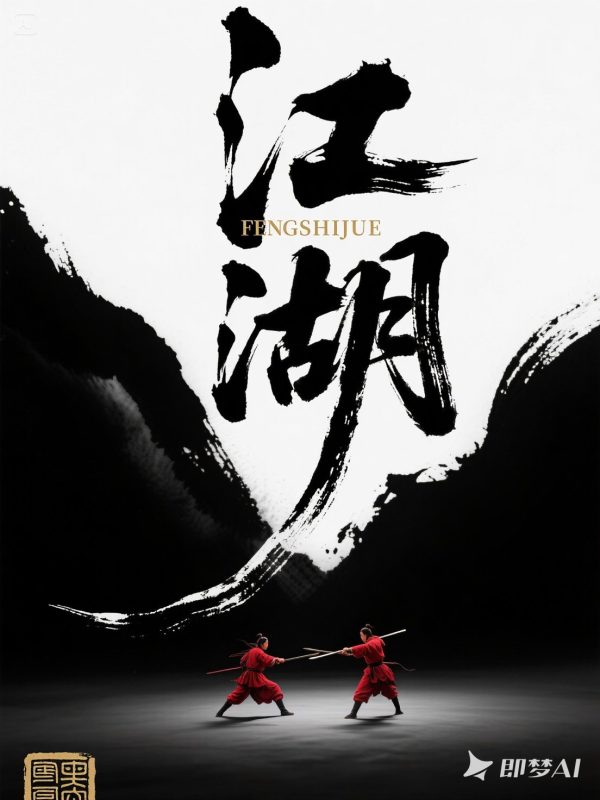 禅意毛笔书法水墨印记武侠江湖电影封面海报字体设计素材-即梦ai关键词描述咒语-Ai宇宙吧-