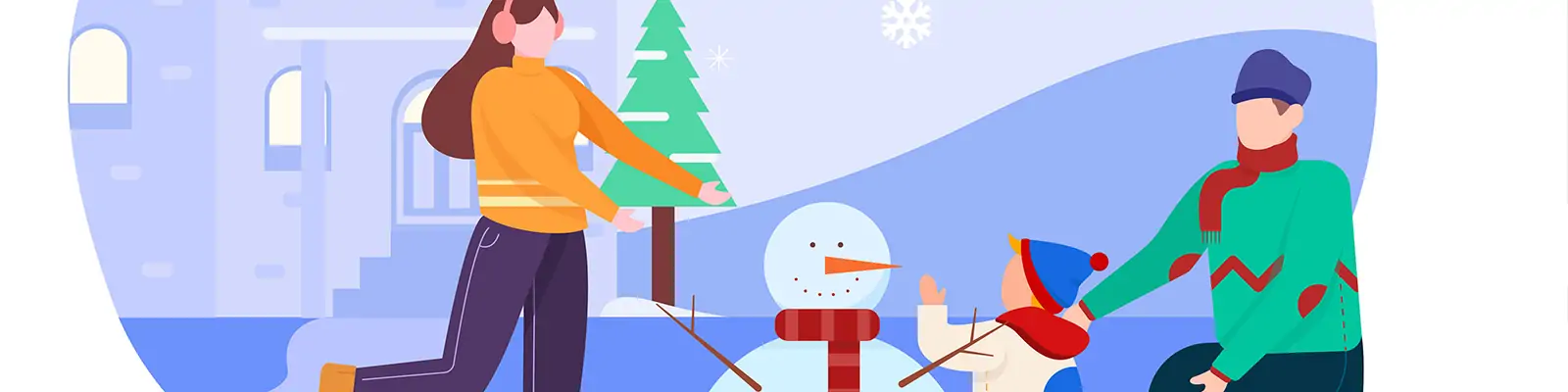 手绘可爱卡通人物冬天滑雪垂钓插图海报ai矢量设计素材模版illustrations