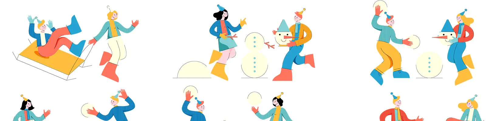 手绘冬季可爱卡通人物雪人插图海报ai矢量设计素材模版illustrations