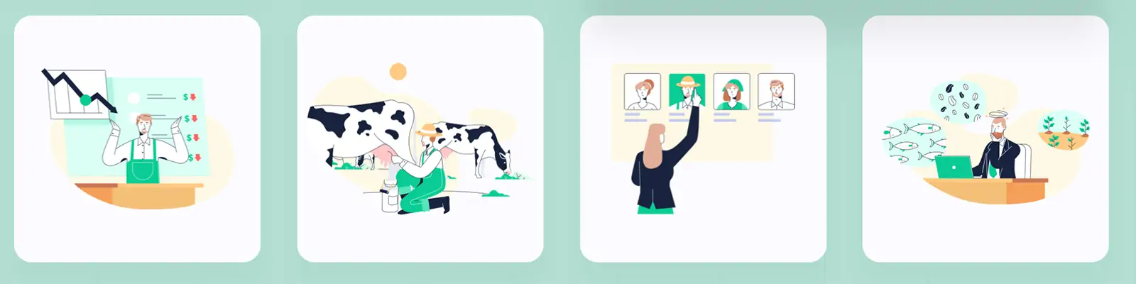 手绘卡通人物农业农场农作物插图海报ai矢量设计素材模版illustrations