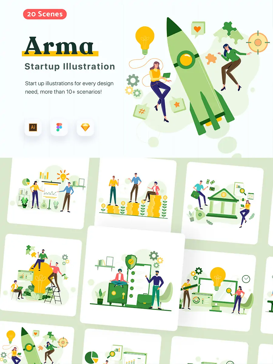 Midjourney - 手绘商务卡通人物金融购物插图海报ai矢量设计素材模版illustrations Illustrations矢量-Ai宇宙吧-
