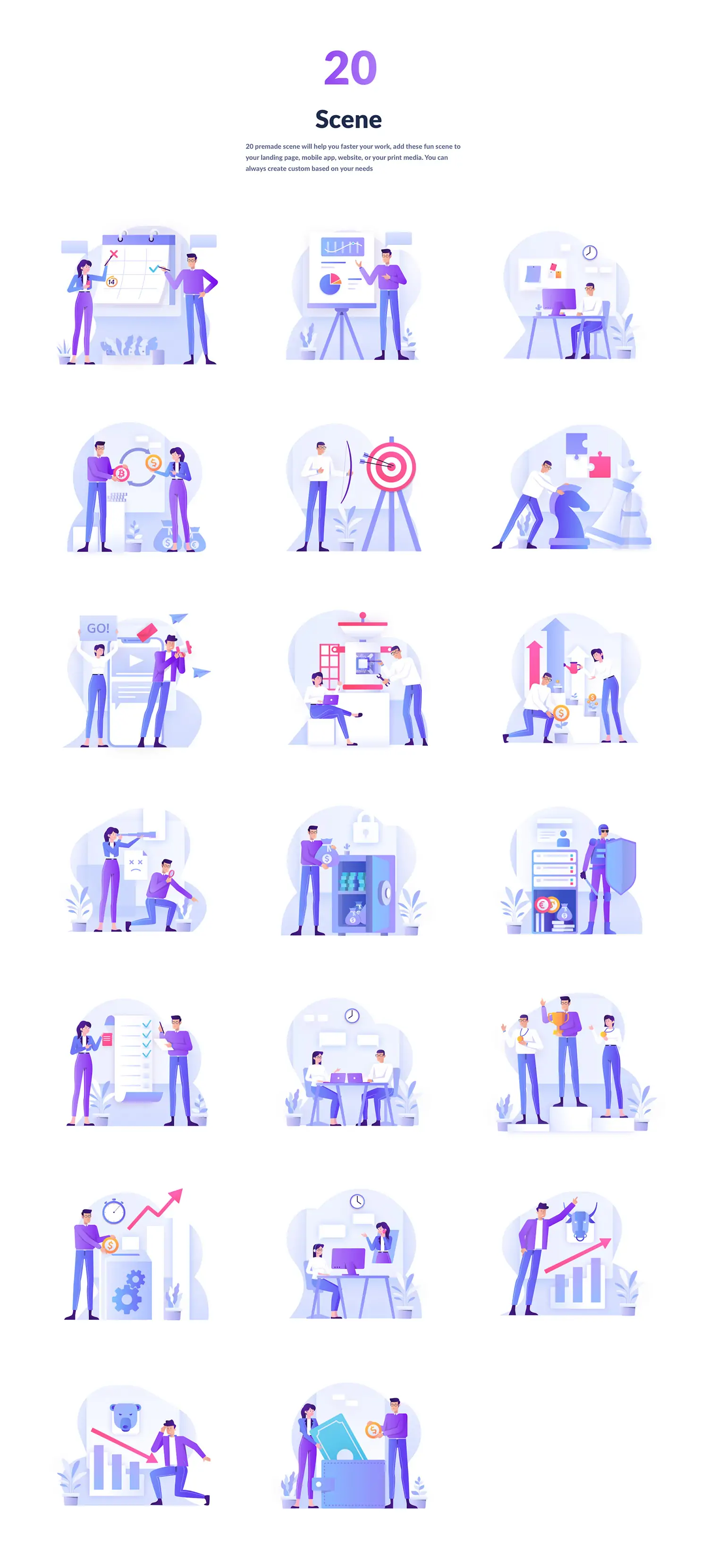 手绘商务卡通人物金融投资理财插图海报ai矢量设计素材模版illustrations