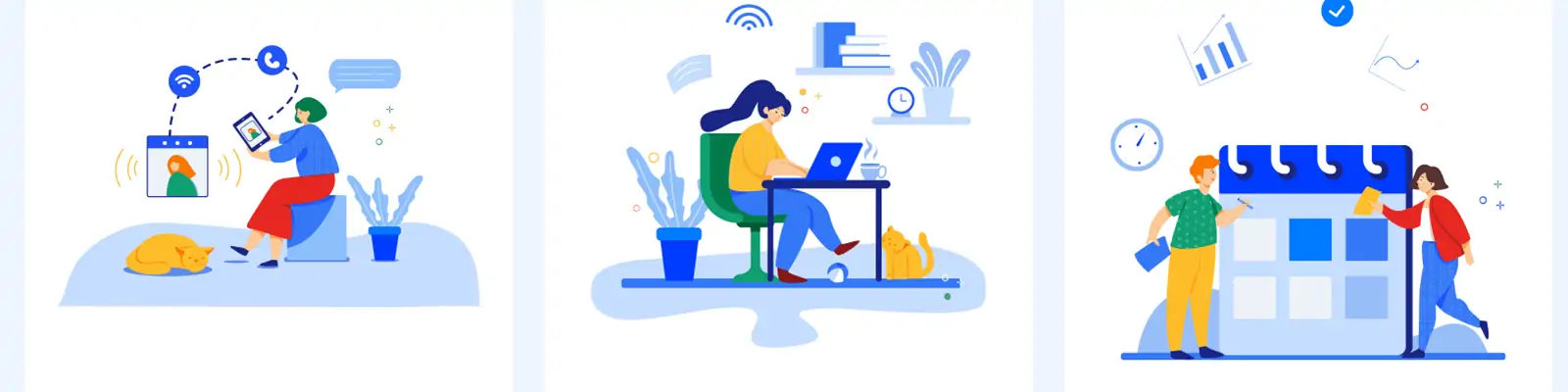 手绘卡通人物工作生活场景插图海报ai矢量设计素材模版illustrations