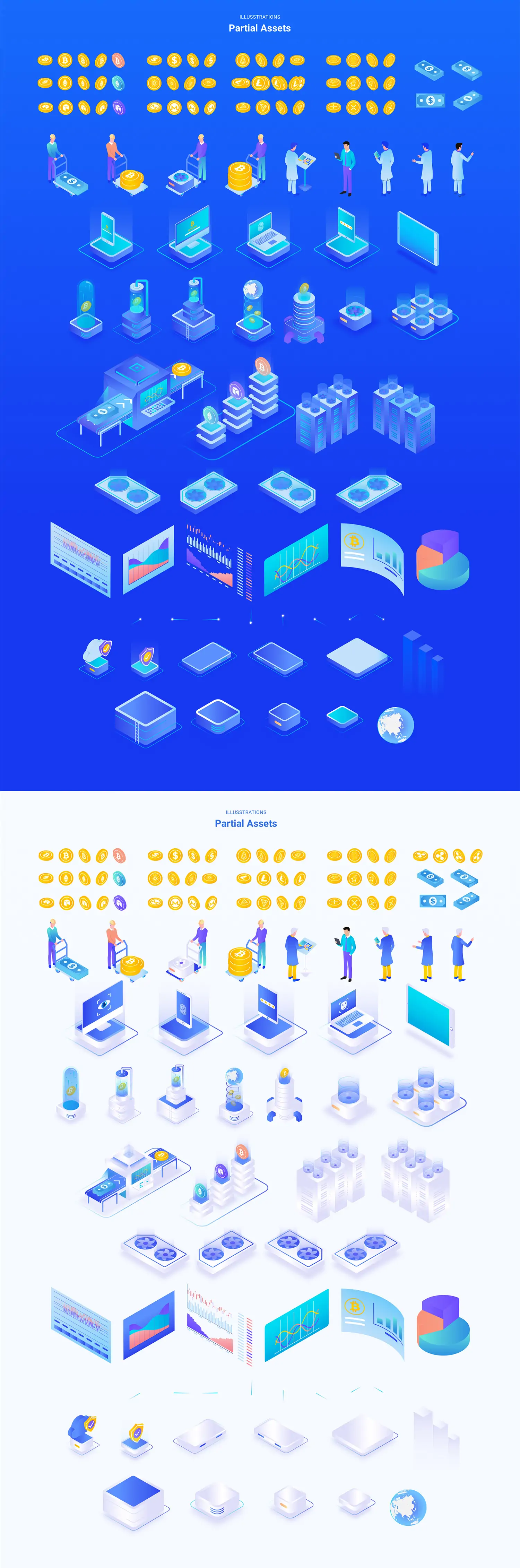 手绘金融加密货币等距插图海报ai矢量设计素材模版illustrations