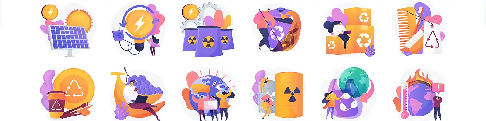 手绘卡通绿色环保能源循环利用插图海报ai矢量设计素材模版illustrations