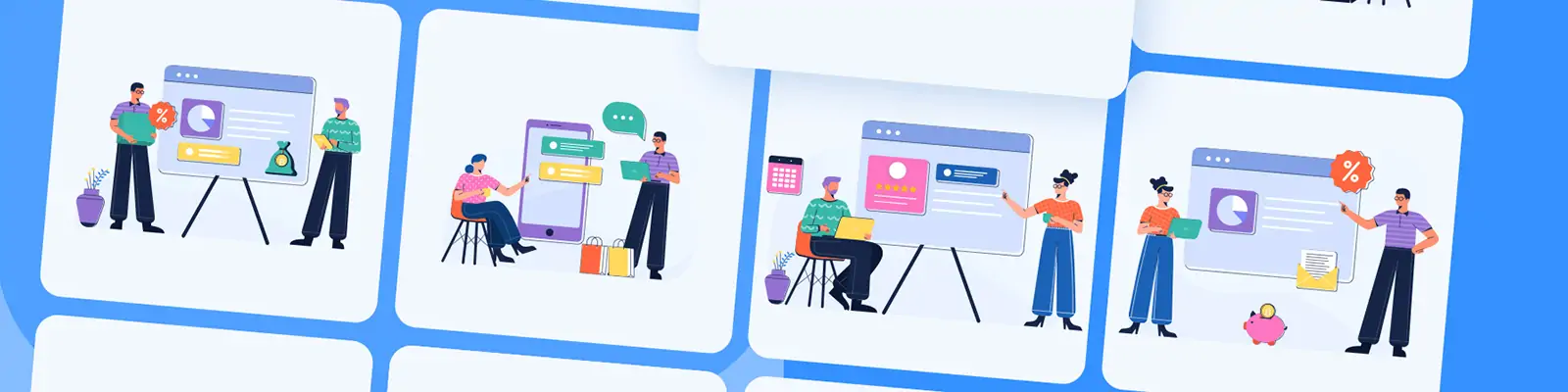 手绘商务卡通人物工作会议数据插图海报ai矢量设计素材模版iIlustrations