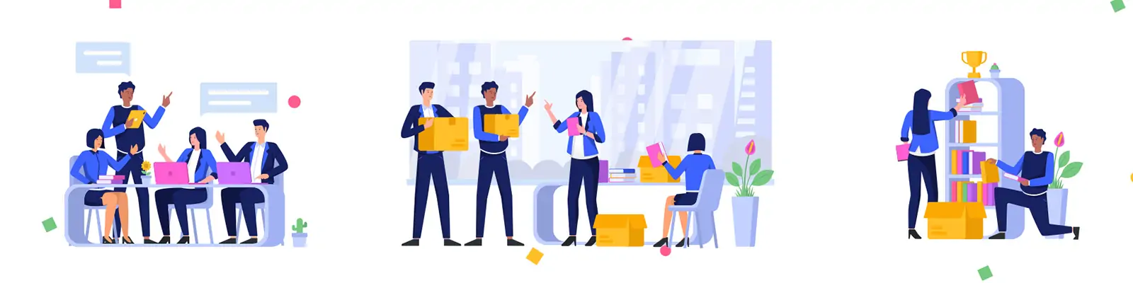 手绘商务卡通人物工作场景插图海报ai矢量设计素材模版illustrations