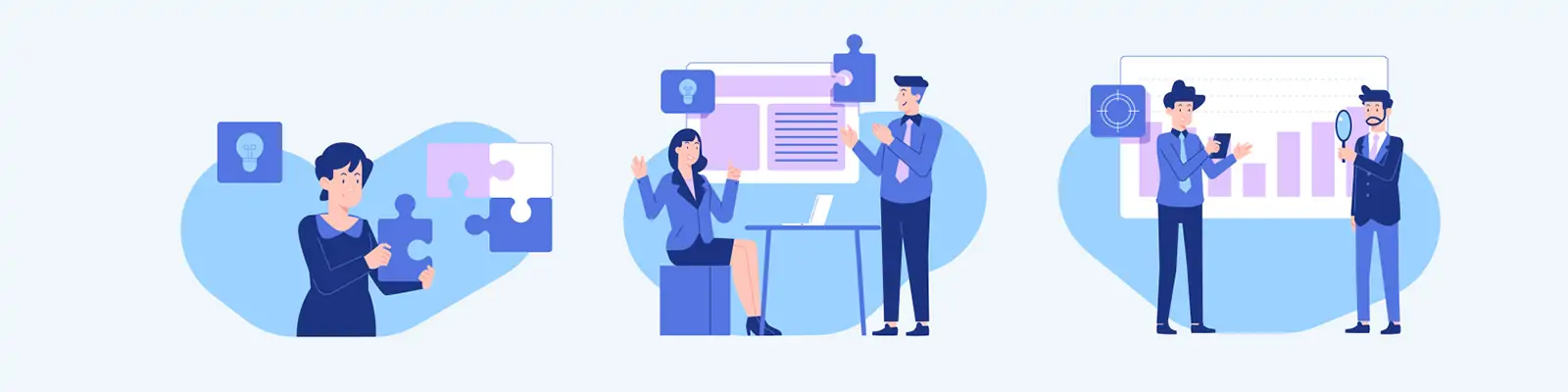 手绘商务现代卡通人物工作会议数据插图海报ai矢量设计素材模版illustrations