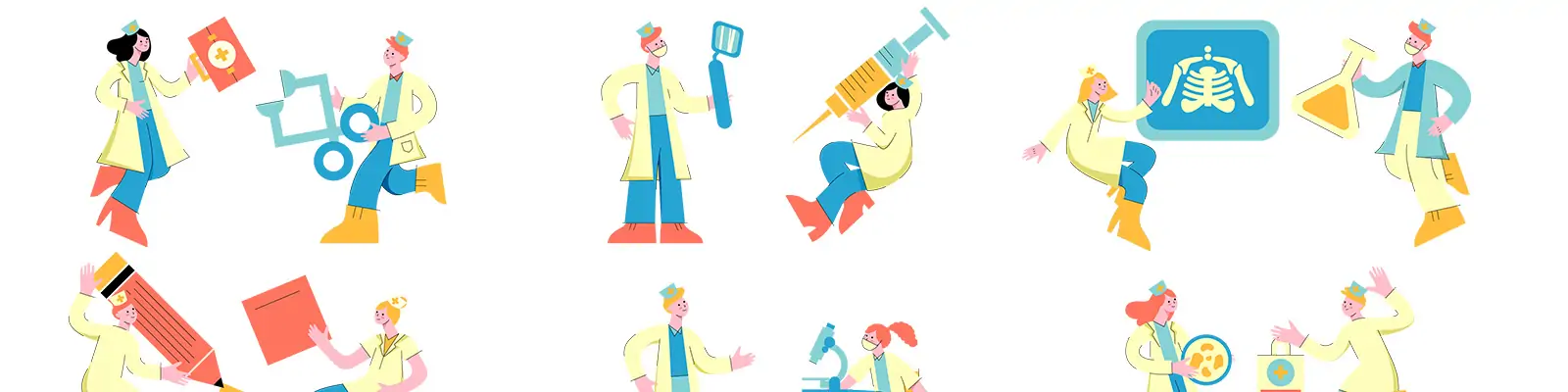 手绘卡通人物医疗健康插图海报ai矢量设计素材模版illustrations