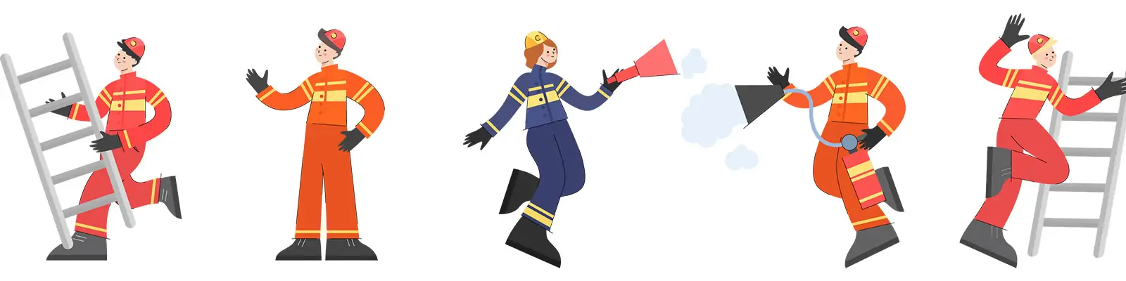 手绘可爱消防员卡通人物图标插图海报ai矢量设计素材模版illustrations