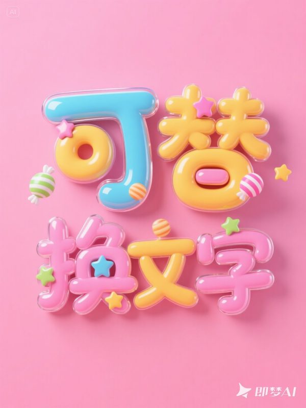 圆润可爱卡通童趣透明玻璃糖果装饰活动海报字体设计素材-即梦ai关键词描述咒语-Ai宇宙吧-