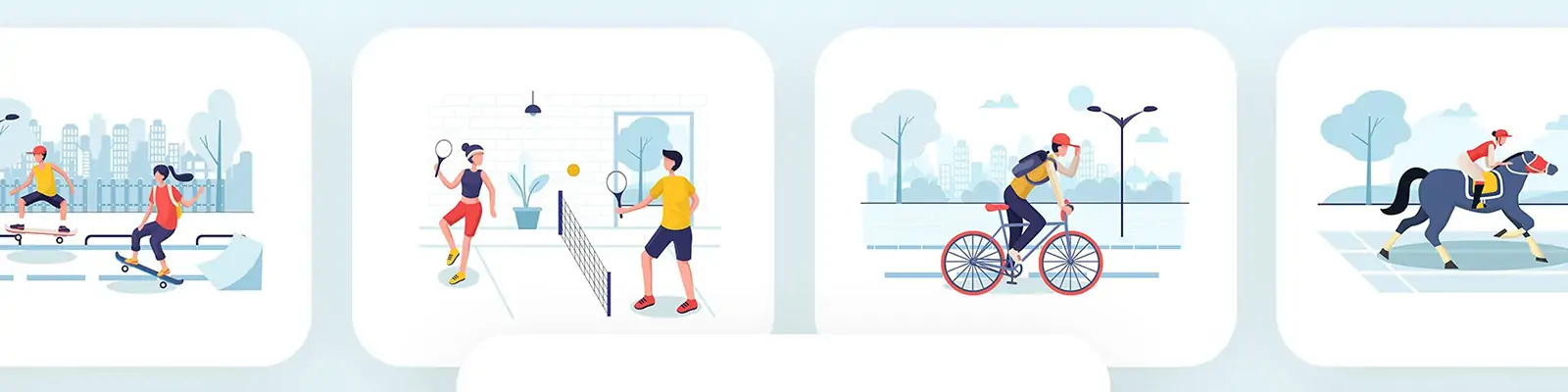 手绘卡通人物运动健身场景插图海报ai矢量设计素材模版iIlustrations