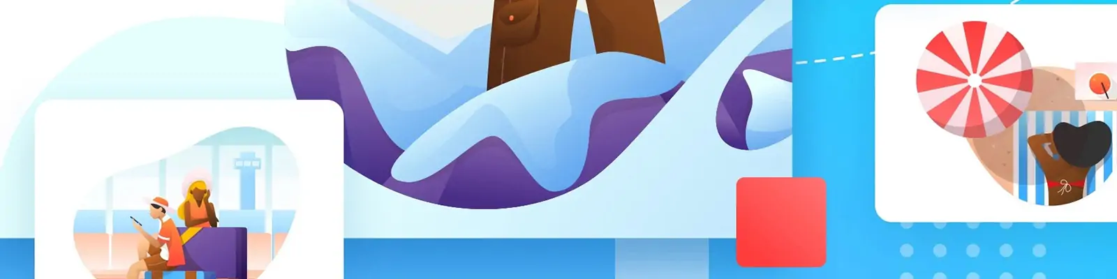 手绘可爱卡通人物旅行度假场景png插图海报ai矢量设计素材模版iIlustrations