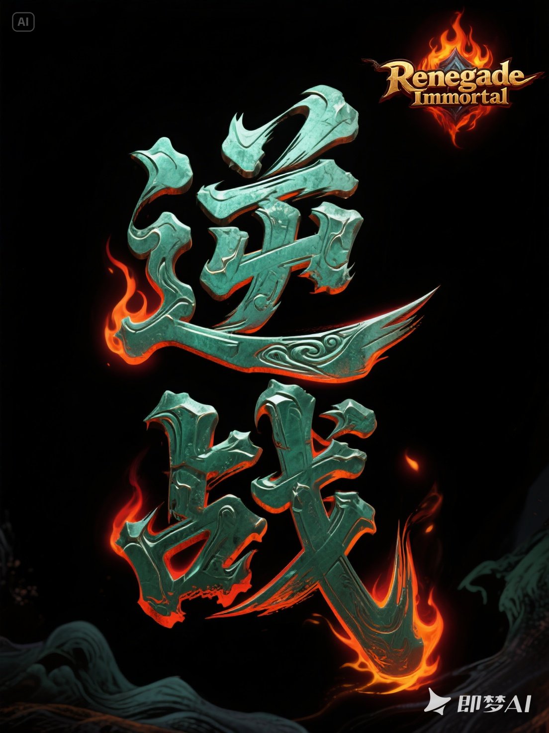 Midjourney - 中国古代神话题材金属火焰质感电影游戏海报字体设计素材-即梦ai关键词描述咒语 即梦Ai-Ai宇宙吧-