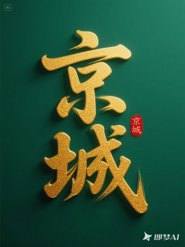 3D立体金色毛笔字京城电影电视剧封面海报字体设计素材-即梦ai关键词描述咒语-Ai宇宙吧-