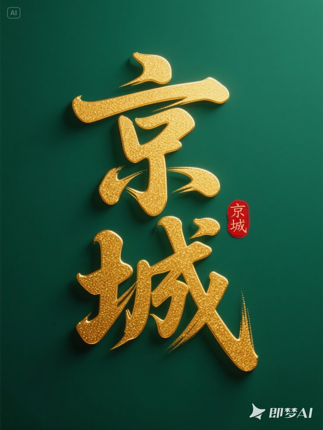 Midjourney - 3D立体金色毛笔字京城电影电视剧封面海报字体设计素材-即梦ai关键词描述咒语 即梦Ai-Ai宇宙吧-