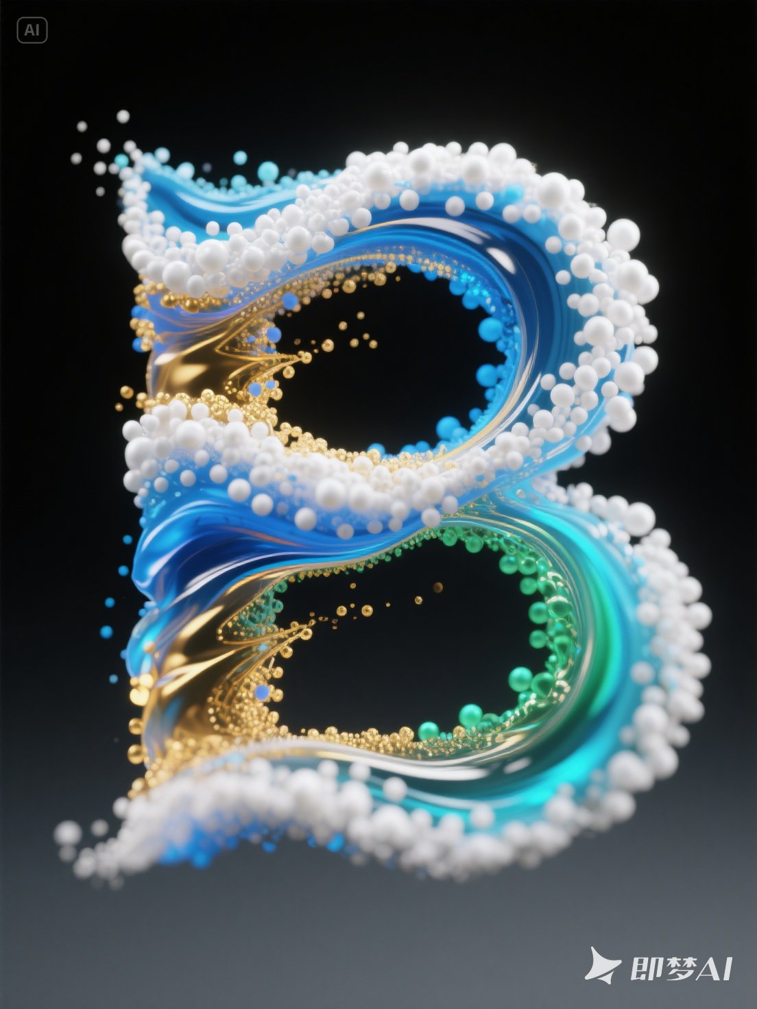 Midjourney - 抽象艺术彩色粒子立体字母B光影美学艺术海报字体设计素材-即梦ai关键词描述咒语 即梦Ai-Ai宇宙吧-