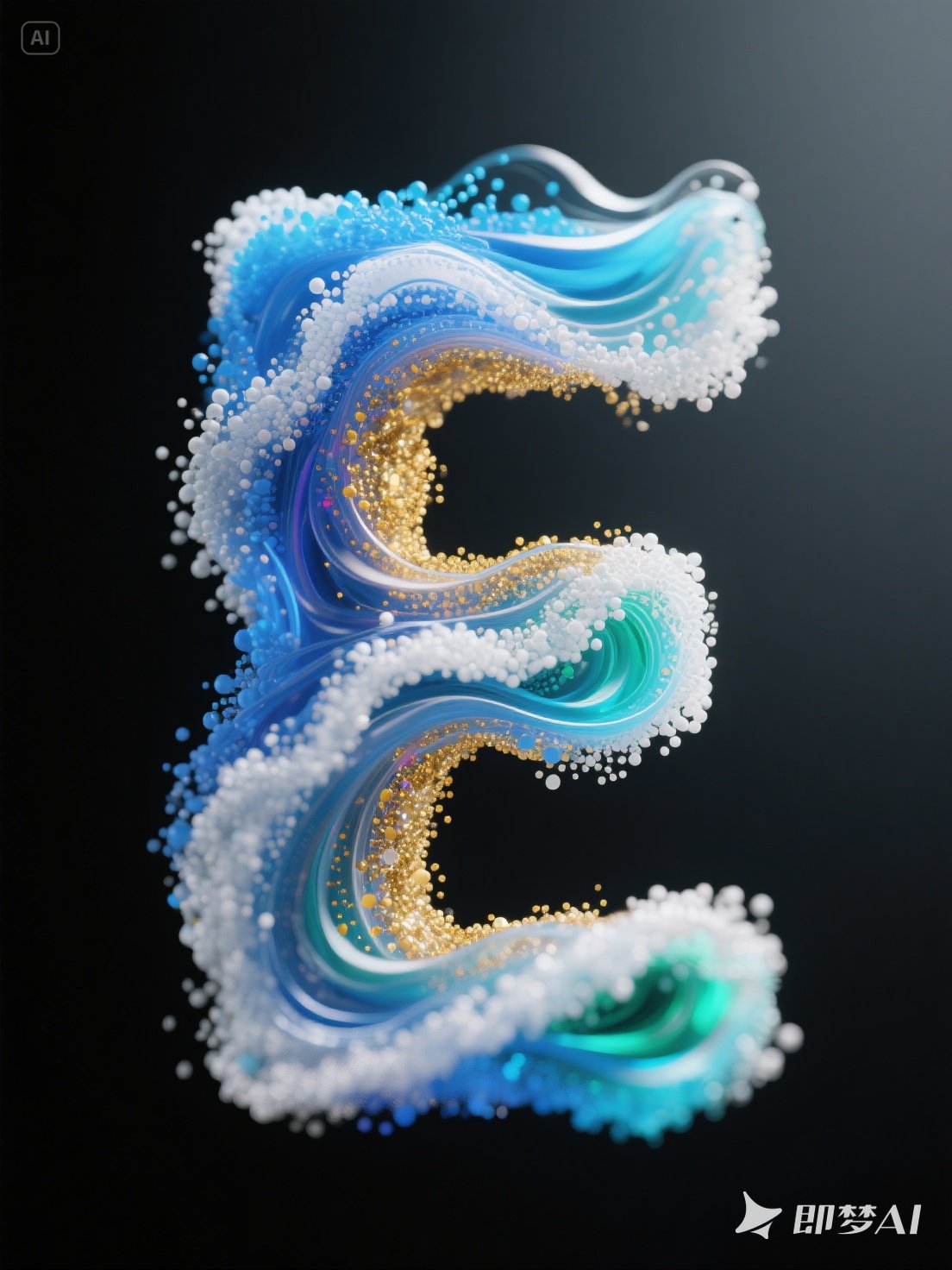 Midjourney - 抽象艺术彩色粒子立体字母E光影美学艺术海报字体设计素材-即梦ai关键词描述咒语 即梦Ai-Ai宇宙吧-