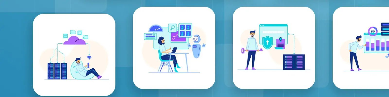 手绘可爱卡通人工智能机器人插图ai矢量设计素材模版illustrations