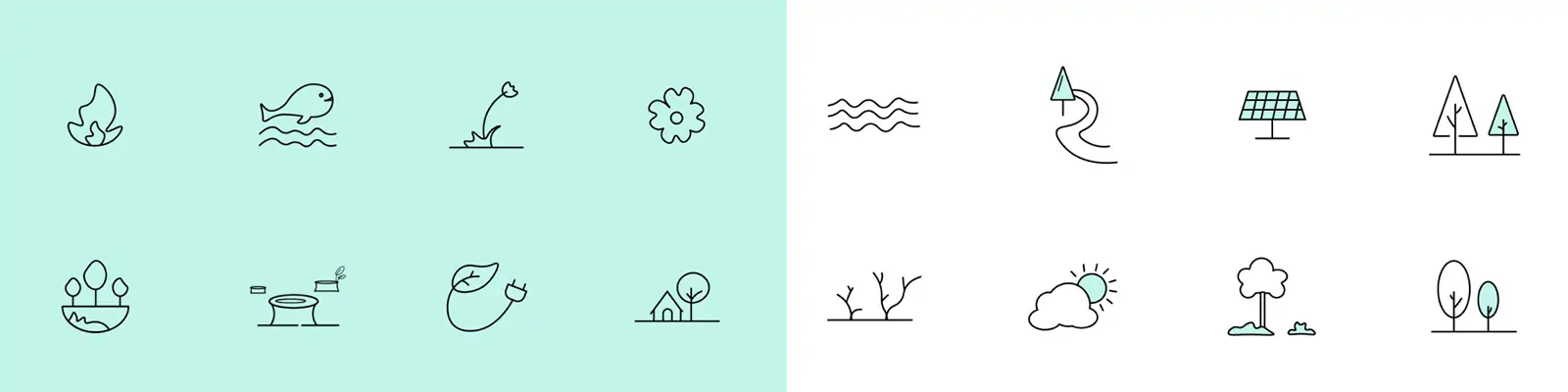 手绘简约绿色环保植物动物图标插图ai矢量设计素材模版illustrations