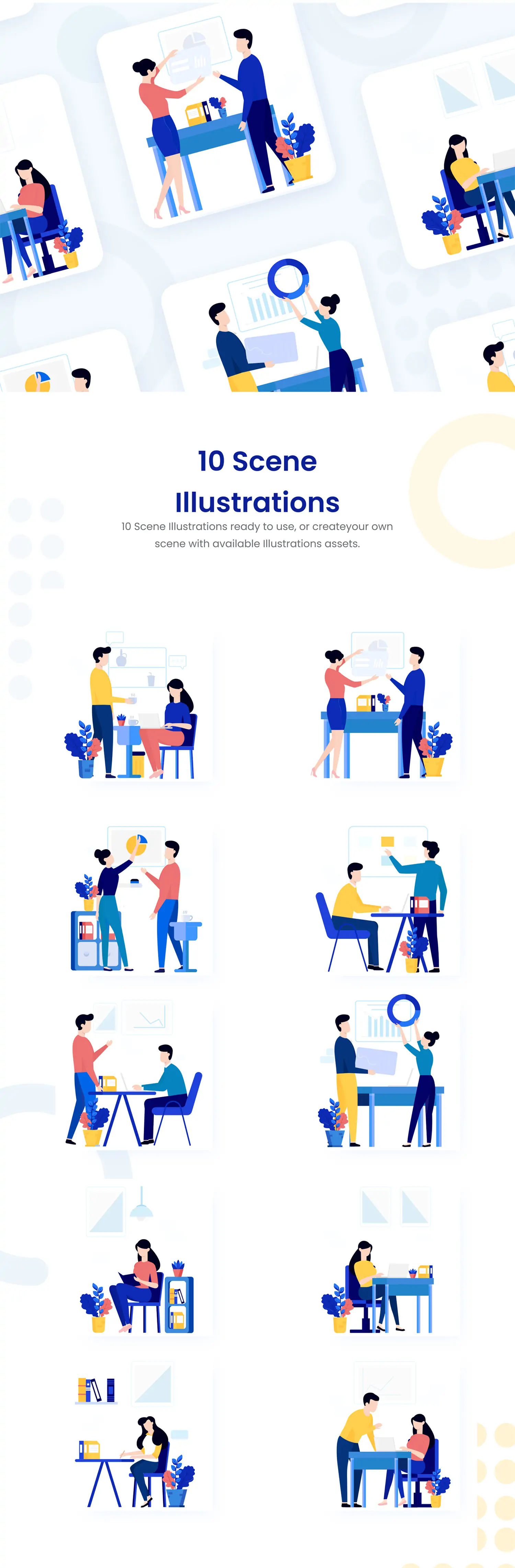 手绘商务卡通人物工作办公元素插图海报ai矢量设计素材模版illustrations