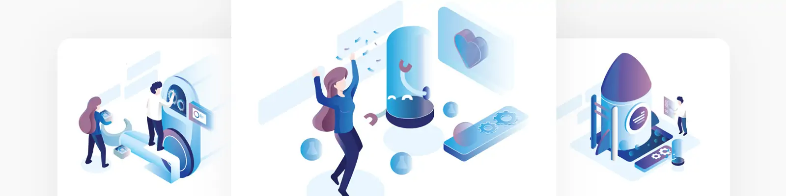 手绘商务卡通人物未来科技云服务插图海报ai矢量设计素材模版illustrations