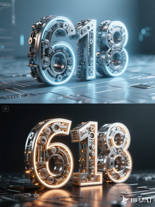 创意机械化精密零件电商618促销活动立体海报字体设计素材-即梦ai关键词描述咒语-Ai宇宙吧-