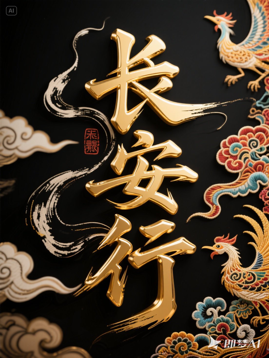 Midjourney - 中国风古代金色书法古装电影电视剧封面海报字体设计素材-即梦ai关键词描述咒语 即梦Ai-Ai宇宙吧-