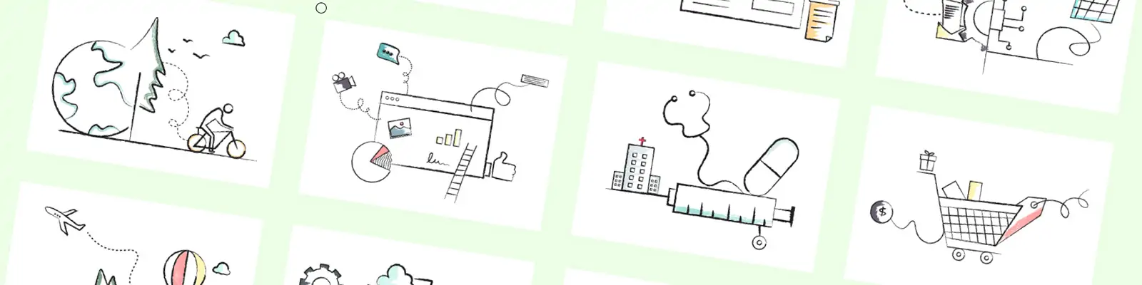 手绘商务简约线条工作生活购物插图海报ai矢量设计素材模版illustrations