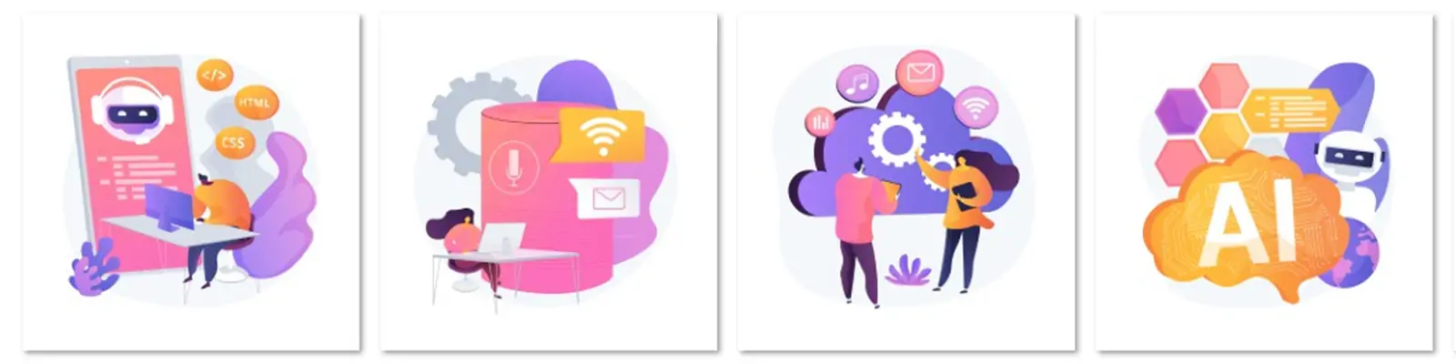 手绘未来科技移动5G人工智能技术插图海报ai矢量设计素材模版illustrations