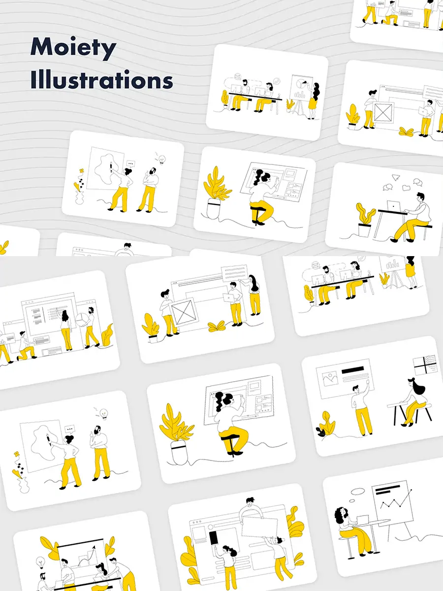 手绘简约商务卡通线条人物IT工作插图海报ai矢量设计素材模版illustrations-Ai宇宙吧-