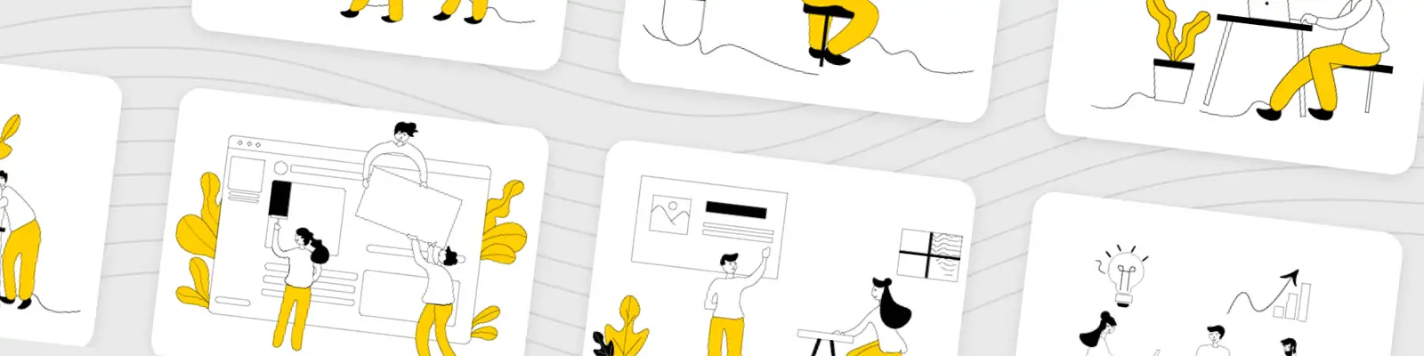 手绘简约商务卡通线条人物IT工作插图海报ai矢量设计素材模版illustrations