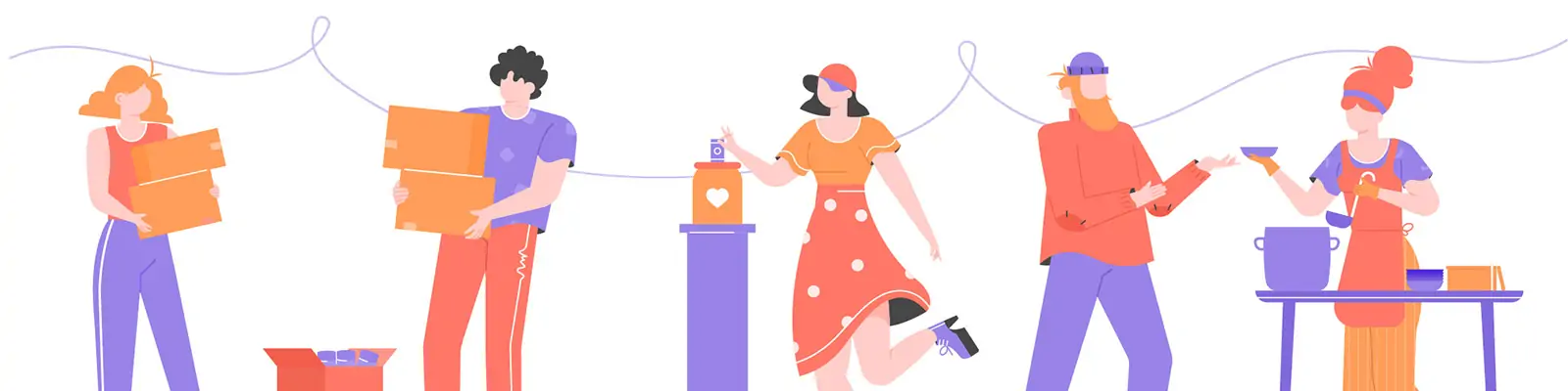 手绘可爱卡通人物志愿者爱心人士插图海报ai矢量设计素材模版illustrations