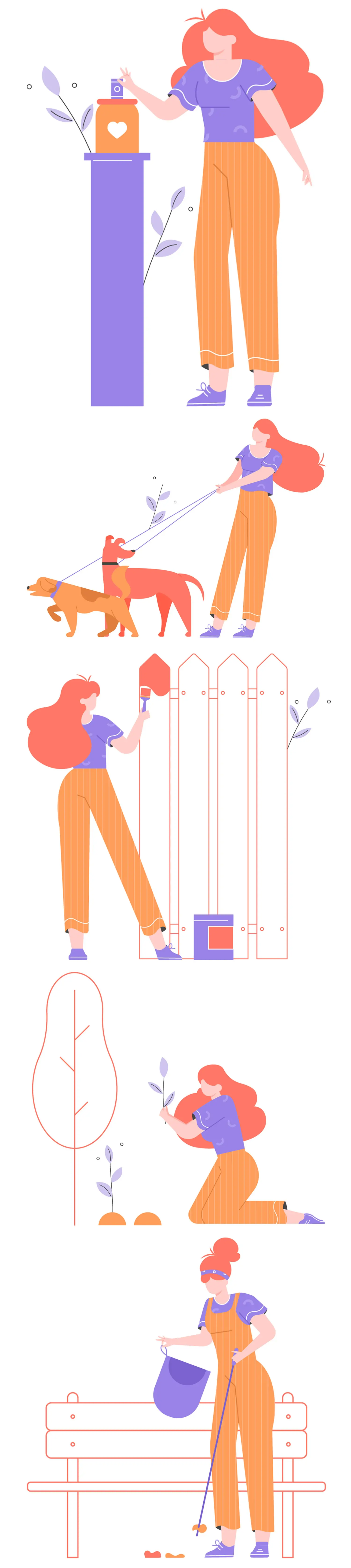 手绘可爱卡通人物志愿者爱心人士插图海报ai矢量设计素材模版illustrations