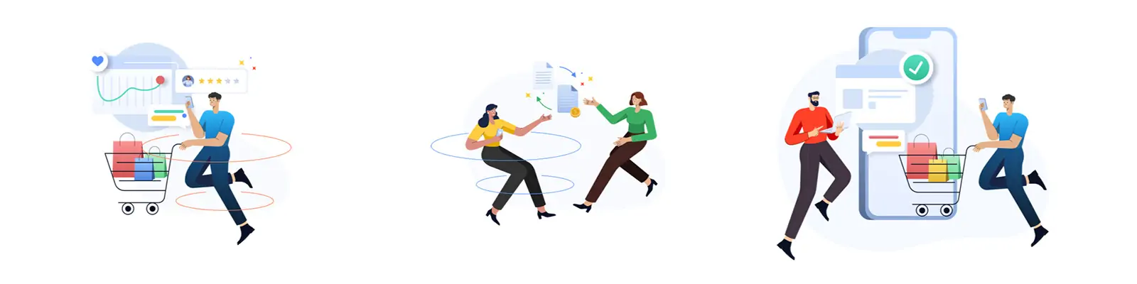 手绘卡通人物电商在线网上购物插图海报ai矢量设计素材模版illustrations