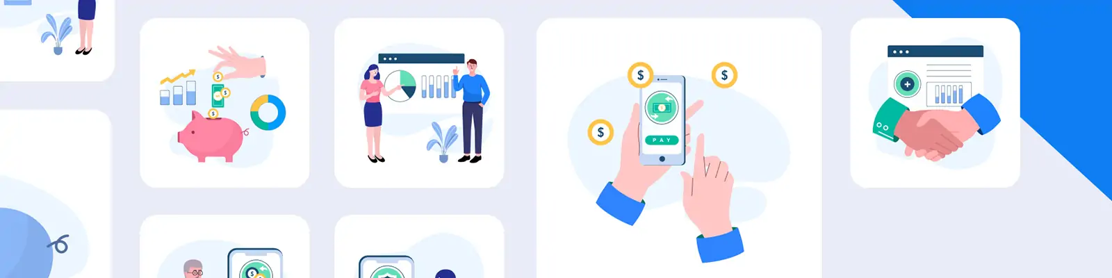 手绘卡通人物金融经济投资理财插图海报ai矢量设计素材模版illustrations