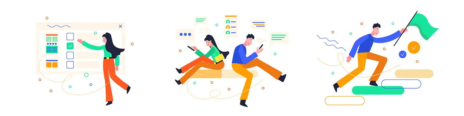 手绘卡通人物成功错误状态登录交付插图海报ai矢量设计素材模版illustrations